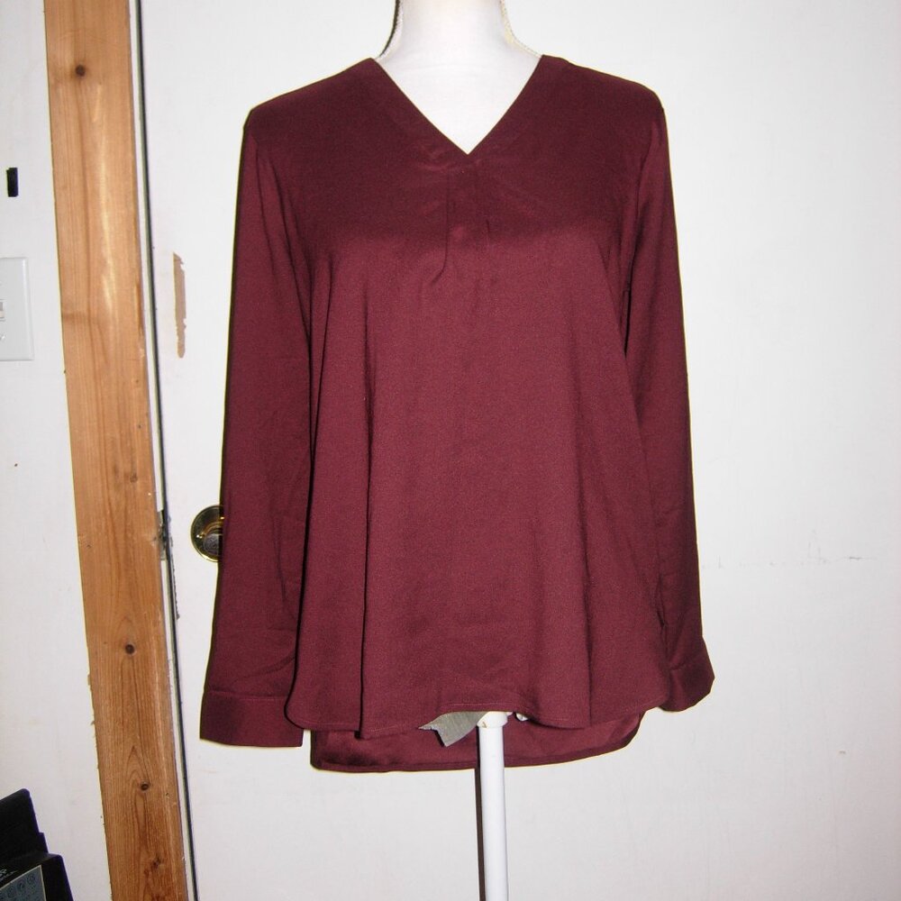 Ann Taylor Maroon Pop Over Top 6P